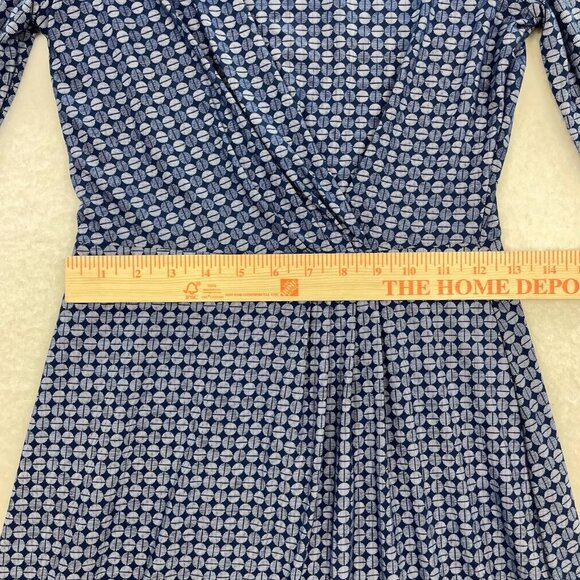 Gilli Lattice Blue Dot Long Sleeved Faux-Wrapped Dress Size Small - Picture 5 of 6